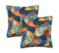 Pack of 2 Short Plush Throw Pillow Covers 18 X 18 Inch, Mathematical Pillow Covers Breathable Pillowcases, Square Throw Pillow Covers Square Cushion Covers for Living Room Couch Sofa Home Décor