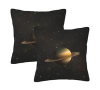 Pack of 2 Short Plush Throw Pillow Covers 22 X 22 Inch, Planet Saturn And Stars Cushion Case Durable Pillowcases, Square Throw Pillow Covers Cushion Cover for Couch Sofa Bedroom Home Decor