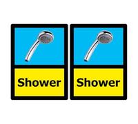 Pack of 2 Shower Dementia Signs for Alzheimer's Care, 15 x 20 cm, Self-Adhesive stickers. Ideal for internal doors