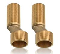 Pack of 2 Shower Tap Adaptor, 3/4 Inch to 1/2 Inch Brass Male Thread S Connection Adapter Offset by 8 mm Length 70 mm, Adjustable Swivel Arm Connector Eccentric for Wall Fittings