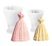 Pack of 2 Silicone Candle Moulds 3D Bride Wedding Dress Silicone Mould DIY Candle Mould Valentine's Day Silicone Mould Candles for Girlfriends, Wives and Brides