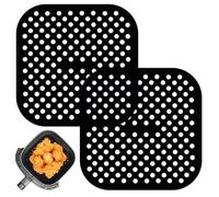 Pack of 2 Silicone Mats for Hot Air Fryer, 21.5 cm Silicone Mat, Airfryer Square, Reusable Silicone Air Fryer Liners, Perforated, Airfryer Silicone Mould, Mats for Air Fryer