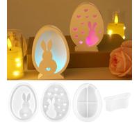 Pack of 2 Silicone Moulds Casting Moulds Easter, Silicone Mould Easter Egg Rabbit, Creative Plaster Casting Moulds, Silicone Mould Candle Holder for DIY Candles, Crafts, Easter Decoration