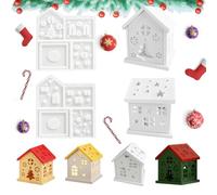 Pack of 2 Silicone Moulds Casting Moulds Houses 3D Silicone Mould House Silicone Mould Candle Moulds Casting Mould Houses Plaster for Casting Mould Christmas Tree Candle Holder Christmas Casting