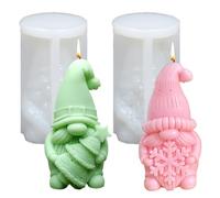 Pack of 2 Silicone Moulds Christmas Gnome Silicone Moulds Casting Moulds Christmas Candles Silicone Moulds Santa 3D Candle Mould for Casting Silicone Casting Mould Gnome Casting Moulds for Christmas