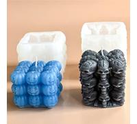 Pack of 2 Silicone Moulds, Pumpkin, Halloween Skull Candle Moulds, Skeleton Buble Cube Silicone Moulds, Epoxy Resin Casting Soap Moulds, for Candle Making DIY Wax Aromatherapy Home Decor Crafts