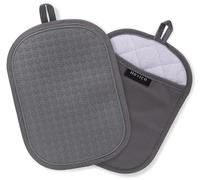 Pack of 2 Silicone Pot Holders, Heat Resistant Pot Holders with Pockets, Non-Slip Pot Holders for Baking and Cooking in the Kitchen, 9.8 x 7 inches, Towel Fabric Lining - Grey