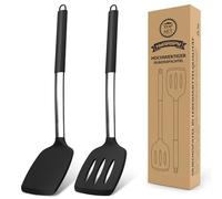 Pack of 2 Silicone Solid Turner, Non Stick Slotted Kitchen Spatulas, High Heat Resistant BPA Free Cooking Utensils, Ideal Cookware for Fish, Eggs, Pancakes