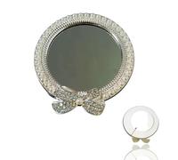 Pack of 2 Silver Iridescent Bling Crystal Bow Mirror Metal Alloy Craft Supplies Supply Cabochon for DIY Crafting Junk Charm Plastic Charms Flat Back Custom Acrylic Jewellery Making Scrapbook 30-40mm