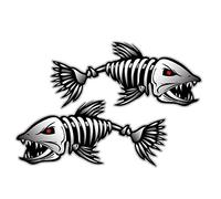 Pack of 2 Skeleton Fish Bones Vinyl Decal Sticker Kayak Fishing Boat Car Graphics Convenient