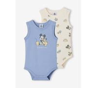 Pack of 2 sleeveless baby boy bodysuits denim blue