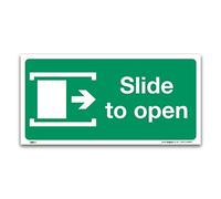 Pack of 2 Slide to open right Fire exit Sign - 1mm Rigid Plastic - British Standard Fire Safety Door Signs - 100 x 50mm