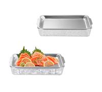 Pack of 2 Small Cooled Serving Plates, 21 x 14.5 x 3.5 cm, Ice Cream Food Presentation Plate, Made of Plastic and Stainless Steel, Party Plate for Shrimp, Fruit, Seafood and Vegetable Appetizers