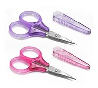 Pack of 2 Small Craft Scissors, Tiny Travel Scissors with Case, Sharp All-purpose Scissors, Paper Scissors, Straight, Fine Tips, Mini Sewing Scissors Set (2)