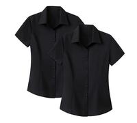 Pack of 2 Smart Work Clothes for Women UK Plus Size Summer Short Sleeve 4-Way Stretch Button-Down Wrinkle Free Non Iron Oxford Dress Shirts Business Casual Office Wear Professional Job Interview Tops