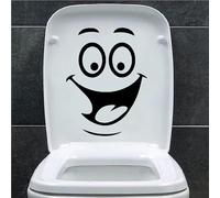 Pack of 2 Smiley Face Decal Funny Bathroom Wall Stickers Toilet Seat Decal Wall Art (18.5cm x 14cm & 10cm x 7.5cm, Black)