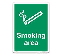 Pack of 2 Smoking Area Signs - A5 210 x 148mm Self Adhesive Vinyl Sticker - Designated Smoking Zone Notice Workplace Outdoor Safety Sign