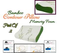 (Pack of 2) Soft Memory Foam Bamboo Cantoor Pillow Orthopaedic Cooling Back Neck Head Support Anti Snore Firm Pillow