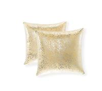 Pack of 2, Soft Solid Color Sparkling Decorative Square Throw Pillow Covers Set Cushion Cases Pillow Cases for Living Room/Couch, 18"x18"(45x45cm) (Silver- Golden)