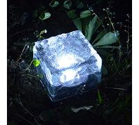 Pack of 2 Solar Glass Paving Stone Ground Lights, Square Solar Recessed Ground Lights, Waterproof IP65, Automatic On/Off, Pathway Lighting Solar Lamps for Garden, Yard, Patio Decoration,Cold White