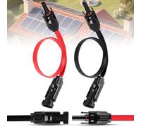 Pack of 2 Solar Panel Flat Cable, 35 cm Window Feed-Through Power Cable, IP67 Flexible PV Cable 4 mm² with Plug and Coupling, MC4 Cable, Extension Cable, Flat Solar Cable for Balcony Power Station