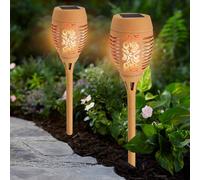 Pack Of 2 Solar Powered Waterprrof Outdoor Garden Dancing Flickering Flame Effect Stake Light Path Lamp - 36 Led