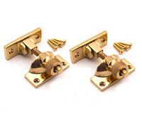 Pack of 2 Solid Brass Victorian Brighton Brass/Chrome SASH Screw Down Wedge Window Fastener (Polished Brass)