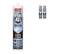 Pack of 2 Soudal Fix All Crystal Clear 100% Transparent Neutral Silicone Sealant Adhesive