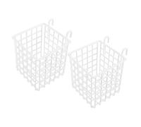 Pack of 2 Space Saving White Open Wire Holders Easy Cleaning Baskets with Double Hook for Various Room Storage White Wire Basket