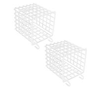 Pack of 2 Space Saving White Open Wire Holders Easy Cleaning Baskets with Double Hook for Various Room Storage White Wire Basket
