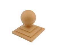 Pack of 2 Sphere/Round Finials & Fence Caps for 4" Fence Post, Light Brown (Harvest Gold). (GT0032). UK Made. Free UK Postage