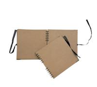Pack of 2 Spiral Bound 180gsm Kraft Scrapbooks with Ribbon Closure and Metal Corners - 30 Sheets 20x20cm
