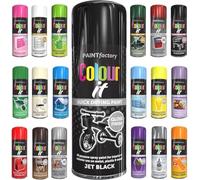 Pack of 2 Spray Paint Jet Black Gloss Finish Aerosol 250ml Cans - Quick Dry, All Purpose Spray Paint for Interior and Exterior Ideal for Wood, Metal, Plastic, Indoor & Outdoor Use
