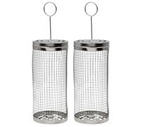 Pack of 2 - Stainless Steel BBQ Grill Basket for Vegetables - Heavy Duty Rotating Cylinder with Mesh Design & Handle, Ideal for Grilling Veg, Meat & Fish - Outdoor Barbecue Accessory