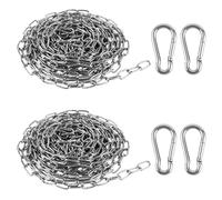 Pack of 2 Stainless Steel Chains Sold by the Metre, 1.5 mm x 5 m Stainless Steel Chain with 4 Carabiners, Metal Chain, Round Steel Chain, Link Chain for Hanging Lamps, Sandbag, Hanging Chair, Clothes