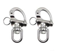 Pack of 2 Stainless Steel Quick Release Snap Shackles Made from 316 Grade Steel with Rotating Tail Ring for Boats and Sailing Equipment