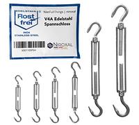 Pack of 2 Stainless Steel Turnbuckles with Two Hooks Rust-Proof Made of V4A According to DIN 1480 1478 Rope Tensioner Hook Screw Tensioner M4 mm
