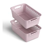 Pack of 2 Storage Baskets 5 L with Handles - BPA-Free - Organiser (30 x 20 x 11 cm / Pink) - Baskets for Bathroom Kitchen Bedroom Household Basket