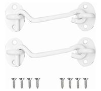 Pack of 2 storm hooks (100 mm, white), Bolatus stainless steel with eyelet, for door, garage, window, cabin, gate