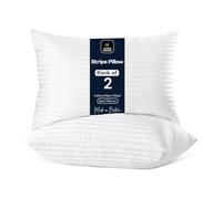 Pack of 2 Stripe Hotel Collection Bed Pillows - Original Down Alternative Pillows for Sleeping, Soft Support for Back, Stomach & Side Sleepers