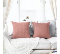 (Pack of 2, Stripe Pink Cushions) Velvet Cushion Covers Soft Luxury Embossed Stripe Quilted Cushions Pack of 1,2 & 4