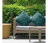 (Pack of 2, Stripe Teal Cushions) Velvet Cushion Covers Soft Luxury Embossed Stripe Quilted Cushions Pack of 1,2 & 4