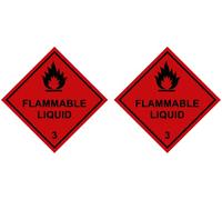 Pack of 2 strong Magnetic, flammable liquid 100mm x 100mm hazardous warning signs