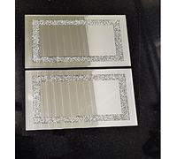 (Pack Of 2) Stylish 20X30Cm Crushed Diamond Crystal Table Placemats Table Mirrored SIlver Crushed jewel border Crystals Placemats