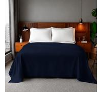 (Pack of 2-Super King, Navy Blue) 100% Egyptian Cotton Flat Sheet - Soft Hotel Quality Cotton Sheet UK