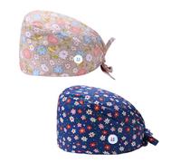 Pack of 2 surgical caps, adjustable with button, work cap, surgical caps, fabric, cotton print, sick nurse cap, unisex dust cap for men and women