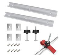 Pack of 2 T-Guide Rail Clamp Rails Made of Aluminium Alloy, 400 mm T-Slot Track Mitre Rail Set, T Groove Slide Rail with M8/M6 Slider, Mounting Rail Slide Rail (Silver)