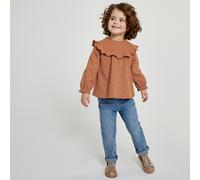 Pack of 2 T-Shirts with Ruffle and Long Sleeves Camel/ecru