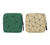 Pack of 2 Tampons Storage, Tampon Sanitary Pads Storage, Waterproof Storage Bag, Mini Bag, Bag with Zip, Tampon Storage Bag for Women, Green and beige