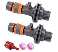 Pack of 2 Tank Feed-Through with Stopcock & Quick Connector (Quick Adapter), 3/4 Inch Male Thread x 16 mm, Leak-Proof for Water Butt, Rain Barrel & Water Butt Including 2 Sealing Tapes and 1 Hole Saw
